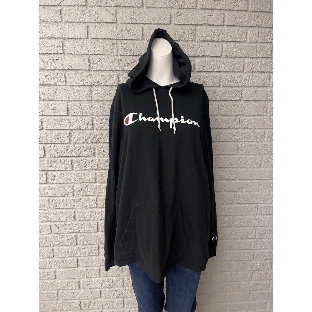 Champion Athleticwear Men Black Hooded Sweatshirt Size L